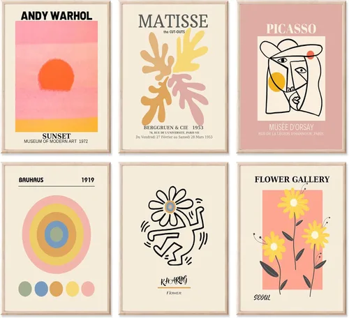 Matisse - Impresiones artísticas para pared, carteles minimalistas de mercado de flores, juego de exposición vintage de galería mixta, impresiones