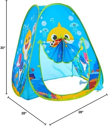 Miniatura 5 de Baby Shark - Tienda de campaña desplegable para niños, 28 x 28 x 30 pulgadas, casa de juegos plegable para interiores y exteriores, ligera