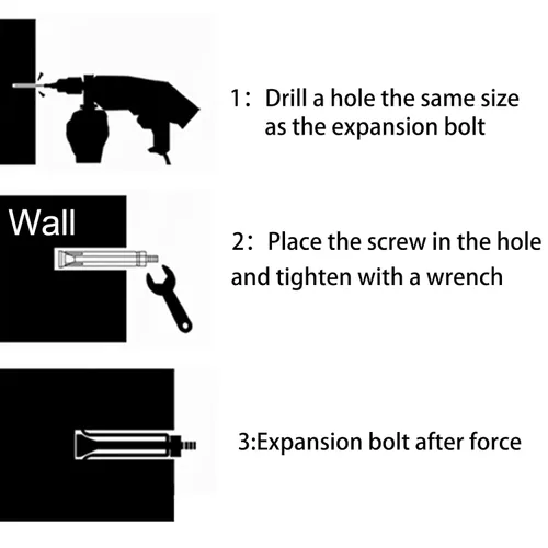 Miniatura 7 de Pernos de expansión, 304 Acero Inoxidable Externo Tuerca Hexagonal Tornillo de Expansión Pernos de Manga Ancla M6x60mm 8Pcs