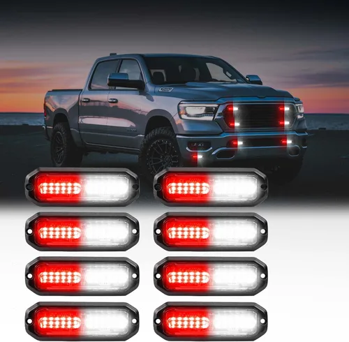 Miniatura 13 de WINECO Luces estroboscópicas LED ámbar para camiones, 8 piezas, 12 luces LED estroboscópicas intermitentes de montaje en superficie, kit de luces