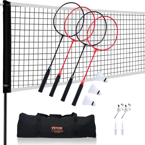 VEVOR Red de bádminton, red de voleibol ajustable en altura, red de pickleball plegable ancha, juego de red de tenis portátil de fácil instalación