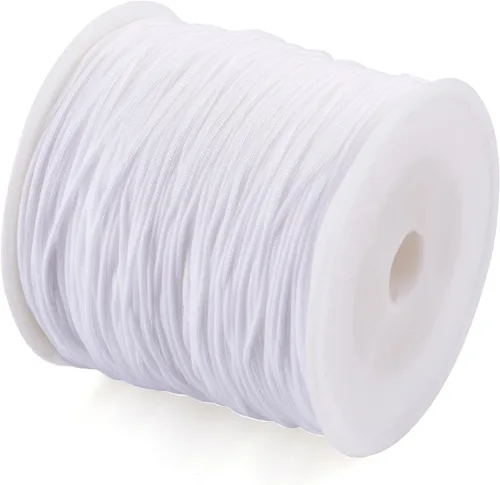 Miniatura 42 de Cordón de nailon trenzado de 150 yardas, cuerda roja de 0.020 in para pulsera, hilo de cuentas de nailon para collar Kumihimo, joyas, borlas