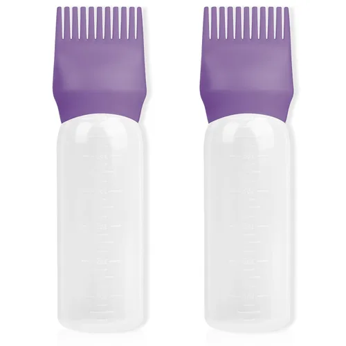 Miniatura 18 de Paquete de 2 botellas aplicadoras de peine de raíz, aplicador de aceite para el cabello de 6 onzas, herramientas de botella de tinte con dispensador