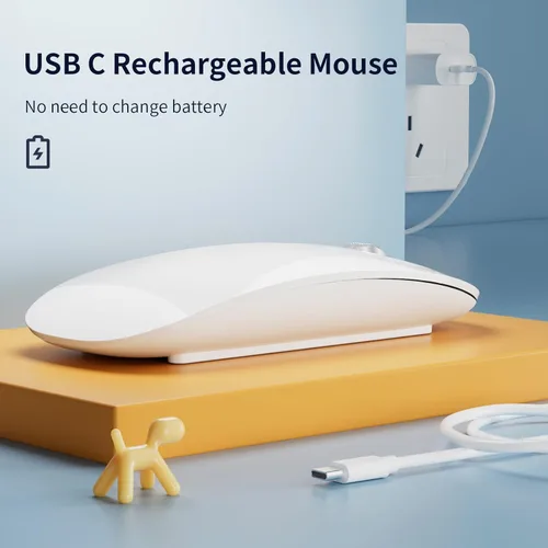 Miniatura 4 de TENMOS M18 Mouse Bluetooth, Mouse inalámbrico recargable USB C, Mouse silencioso de triple modo (Bluetooth dual+USB) para computadora, portátil