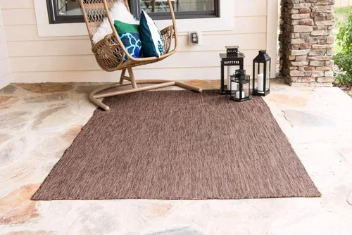 Miniatura 4 de Unique Loom Collection Alfombra de Área Plana Casual de Transición Sólida Jaspeada para Interiores/Exteriores