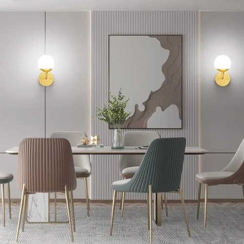 Miniatura 6 de Tipace Aplique de pared dorado 1 luz, aplique de pared globo moderno de mediados de siglo, lámpara de pared dorada para restaurante, sala de estar