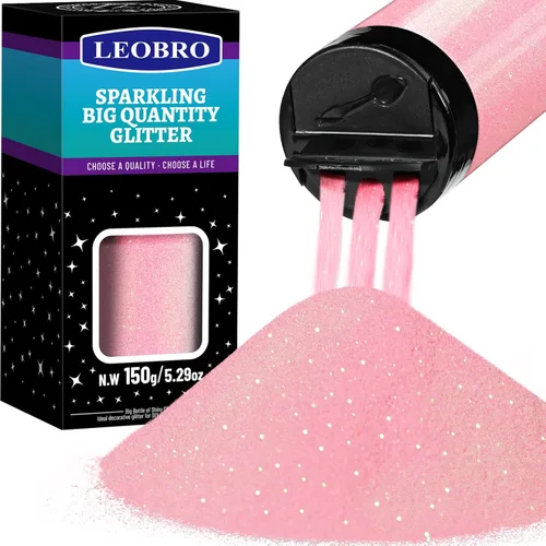 Miniatura 22 de Leobro - Brillantina rosa, 150 g/5.29 oz, brillantina fina iridiscente rosa intenso para manualidades, resina, uñas, cuerpo, decoraciones de San
