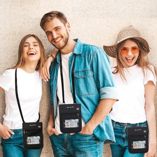 Miniatura 2 de Soporte para pasaporte para viajes, cartera de pasaporte RFID con diseño de ventana visual, organizador de documentos multifuncional, bolsa de viaje
