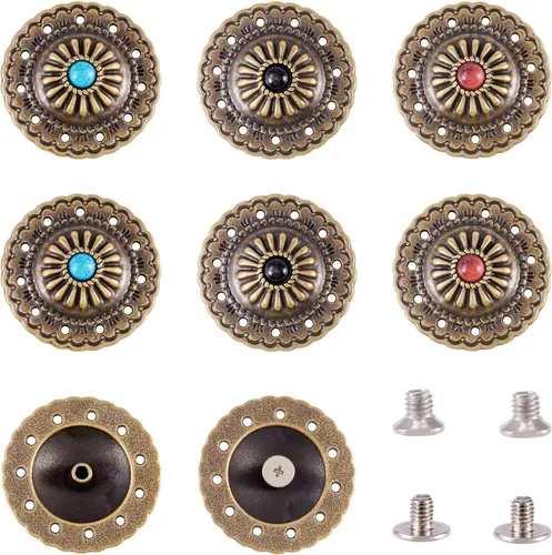 Miniatura 11 de 24 Juegos de Conchos para Cuero Remaches Decorativos de Girasol Tachuelas 13-20mm (0.512-0.787 in) Conchos Turquesa Remache Rápido de Metal