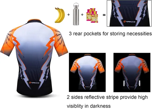 Miniatura 28 de sponeed - Jerséis de ciclismo para hombre, tops, camisas de ciclismo, manga corta, atuendo de ciclismo, chaqueta de ciclismo de cierre completo