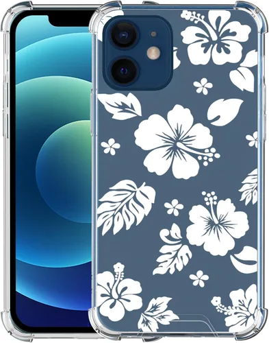 Miniatura 112 de Funda para iPhone 8 Plus y iPhone 7 Plus, linda funda Kawaii azul hibisco hawaiano floral estética floral para niñas preppy mujeres