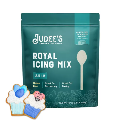 Judee's Gluten Free Mezcla de Glaseado Real Sin Gluten - Glaseado Real de Preparación Fácil - Suministros de decoración de galletas para galletas de