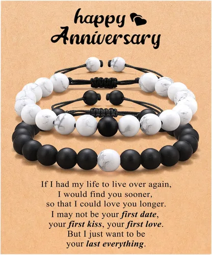 UNGENT THEM Juego de pulseras ajustables a juego para parejas, regalos para novio, novia, pareja, marido, esposa, prometido, alma gemela, hombres y