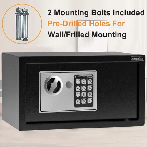 Miniatura 4 de JUGREAT Caja fuerte, caja fuerte electrónica de seguridad digital con luz de inducción, construcción de acero oculta con cerradura, diseño de Negro