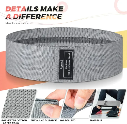 Miniatura 6 de Renoj Resistance Bands for Working Out: 3-Set Professional Exercise Bands for Pilates, Yoga, Home Gym, Booty, Leg Training Heavy/Medium/Light Negro