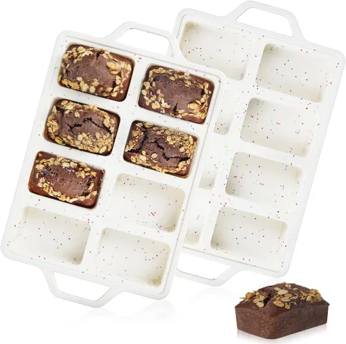 Miniatura 11 de Mini molde para pan, molde de silicona reforzada con metal, antiadherente, 8 cavidades, moldes de silicona para hornear pan, pan, pastel de carne