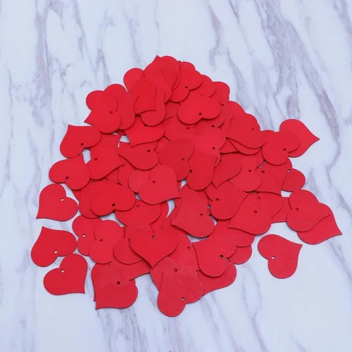 Miniatura 6 de 100 piezas de corazones de madera roja decorativos en forma de corazón con agujero para colgar para manualidades de bricolaje para decoración