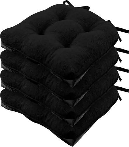 Miniatura 27 de Almohadillas de silla Wellsin para sillas de comedor, cojines de silla de cocina antideslizantes con lazos, juego de 4 almohadillas de silla de Caqui