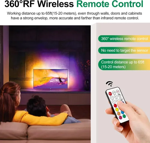Miniatura 6 de RGBZONE Controlador LED USB de 5 V CC, control remoto inalámbrico RF de 21 teclas, controlador LED de 3 pines de 3.3 ft/3.3 pies, 5V WS2812 WS2811