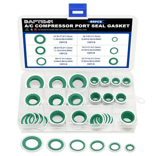Miniatura 10 de Kit surtido de 50 piezas de arandelas de sello unido por compresor de A/C, 6 tamaños de aire acondicionado, reparación de juntas de puerto de 50PCS