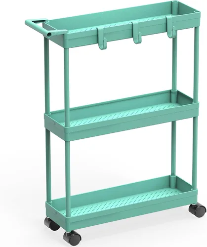 Miniatura 13 de Simple Houseware Carrito de almacenamiento delgado/estrecho de 3 niveles con asa, 5.5 pulgadas de ancho x 26.5 pulgadas de alto, organizador rodante