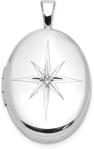 Auriga Fine Jewelry Colgante y dije ovalado de plata de ley 925 con diamantes rodiados en forma de estrella (L-0.972in, W-0.589in), regalo para