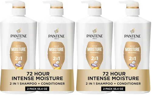 Miniatura 14 de Pantene Champú y acondicionador 2 en 1, renovación diaria de la humedad, nutrientes Pro-V para cabello seco, tratado con color, lacio a rizado