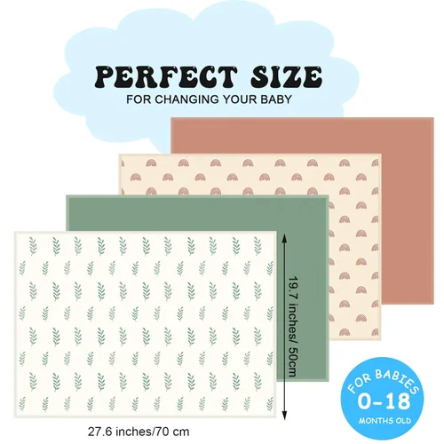 Miniatura 2 de Geelin 4 cambiadores de piel de 20 x 28 pulgadas, cambiador de bebé, portátil, impermeable, para viajes, hogar, bebé, baby shower, regalo de viaje