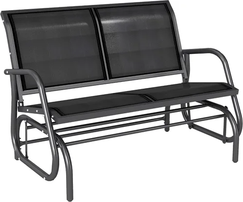 Miniatura 12 de Outsunny Banco columpiador para 2 personas al aire libre, silla mecedora de columpio doble para patio, sillón con marco de acero recubierto de polvo