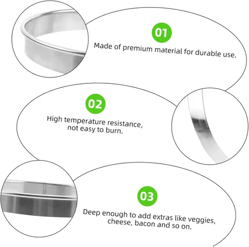 Miniatura 9 de BESTonZON Anillo de cocina para salsa de pizza de 6.88 pulgadas, herramienta para hornear de acero inoxidable con borde profundo para untar salsa