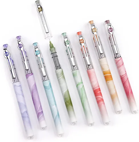 WRITECH Bolígrafos de tinta líquida: bolígrafo de punta extra fina de 0.020 in, multicolor, 8 quilates, colores surtidos para diario, escritura