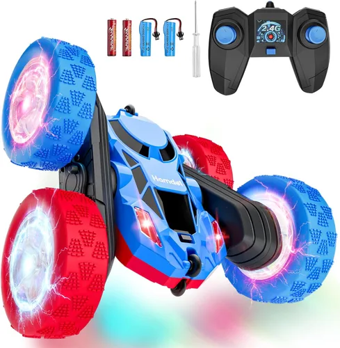 Miniatura 17 de Hamdol Coche de acrobacias a control remoto para niños de 6 a 12 años, auto de control remoto giratorio de 360° con luces LED, vehículo eléctrico