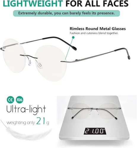 Miniatura 4 de Eyekepper Gafas progresivas sin marco, multienfoque, lectores con filtro de luz azul, redondas, retro, lentes de lectura para hombres y mujeres
