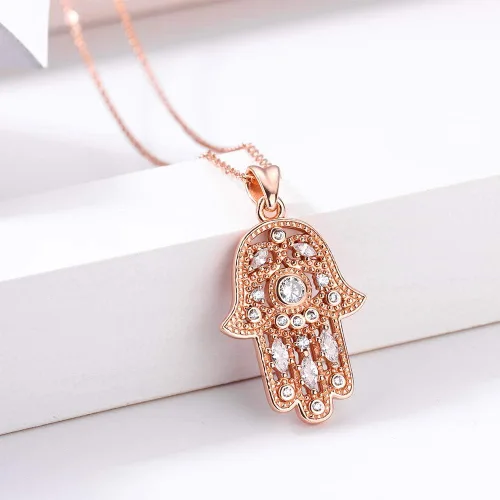 Miniatura 13 de Aniu Joyería de plata de ley 925 Hamsa de Fátima para mujer con circonita cúbica, viene con caja de regalo negra