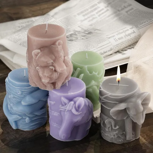 Miniatura 5 de Molde de fundición de resina, moldes de silicona para decoración del hogar, molde de animales 3D, molde para hacer velas (oso de columna animal)