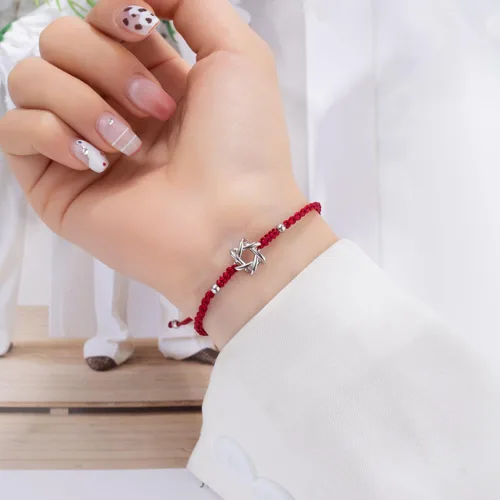 Miniatura 3 de Pulsera de cuerda roja con estrella de David para mujer, amuleto de la suerte, magen David, joyería, regalos de Navidad