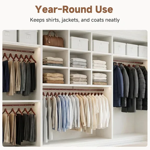 Miniatura 7 de StorageWorks - Paquete de 20 perchas de madera para abrigos, camisas, chaquetas, pantalones y trajes, color cereza oscuro