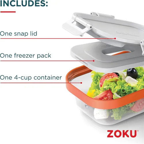 Miniatura 2 de ZOKU - Recipiente de almacenamiento de alimentos anidado con paquete congelador, a prueba de fugas con tapas herméticas, para sándwiches, almuerzos