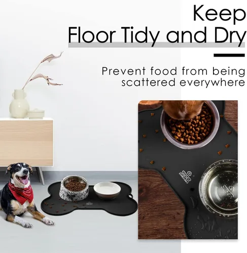 Miniatura 2 de Super Design Tapete de comida para perros, tapete para comida y agua, de silicona, antiderrames, tapete para alimentación de gatos, mantel