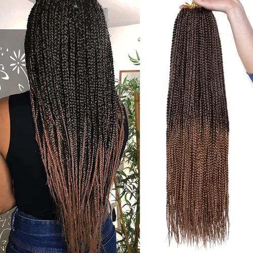 Miniatura 17 de XTREND 10 Pulgadas 6 Paquetes Trenzas de Caja de Ganchillo Cabello Pre-anudado Sin Nudos Bobo Trenzas de Caja 3X Extensiones de Cabello Trenzado 1b#