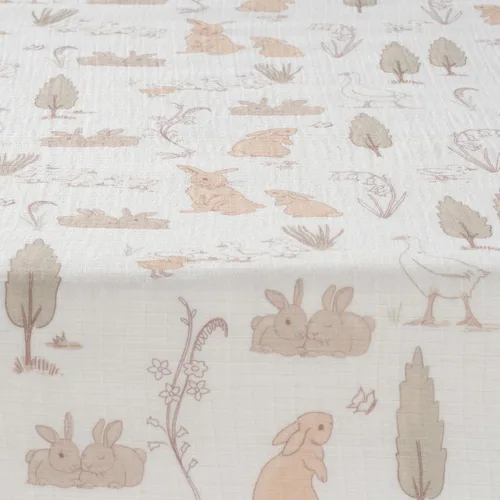 Miniatura 4 de Lambs & Ivy Signature Bunny Hop - Sábana bajera ajustable para cuna de algodón orgánico