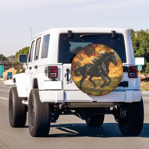 Miniatura 3 de Cubierta de neumático de repuesto con estampado de caballo 3D, impermeable y a prueba de polvo, para remolque, RV, SUV y muchos vehículos de 14