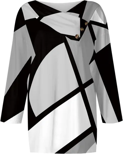 Miniatura 3 de Shirts for Women Printing Long Sleeve Outfit V Neck Button Down Sweatshirts Comfy Dressy Pullover Tops