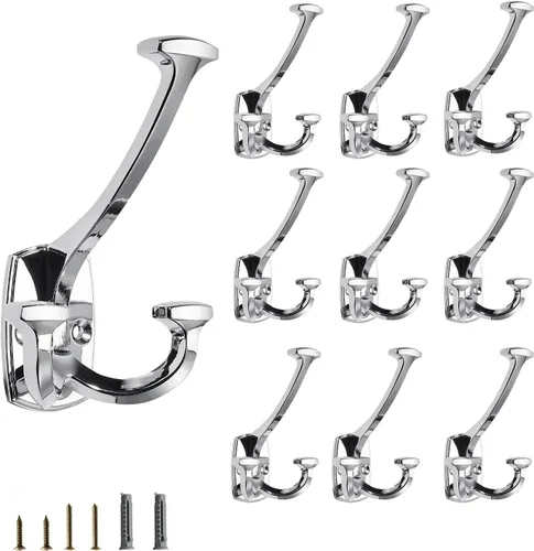Miniatura 12 de Ganchos de latón antiguos grandes montados en la pared decorativos de doble cara resistentes para colgar abrigos, toallas, batas, bolsos, ganchos