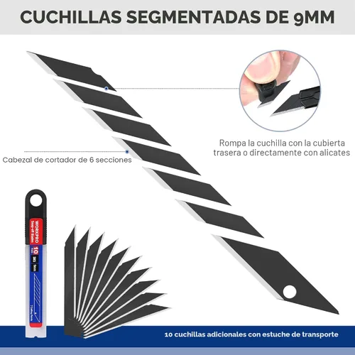 Miniatura 4 de WORKPRO Cuchillo de uso general premium con cuchilla retráctil y desmontable, juego de cortador de caja de aluminio resistente, cuchillos