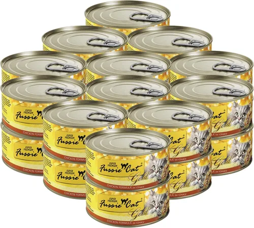 Fussie Cat Fórmula de pollo súper premium en salsa sin granos, comida húmeda para gatos de 2.82 onzas, caja de 24
