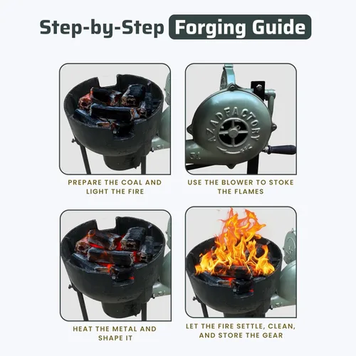 Miniatura 7 de Horno de forja de herrero de Simond Store con soplador manual para fabricación de cuchillos, herramientas de herrería, forja - Horno de forja