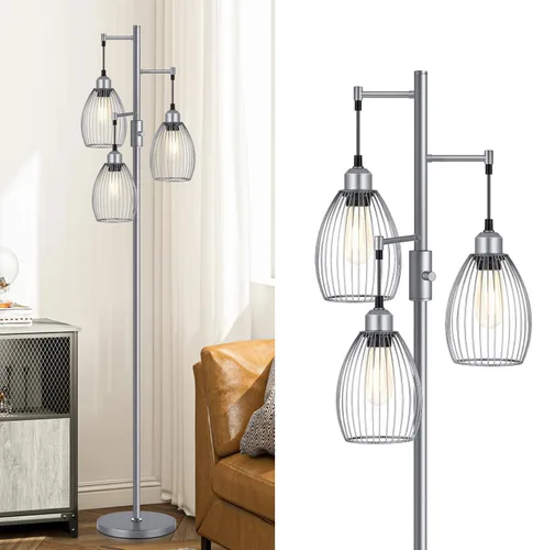Miniatura 18 de Lámpara de pie regulable, lámparas de pie industriales para sala de estar, lámpara de árbol dorada, lámparas altas con 3 elegantes cabezales