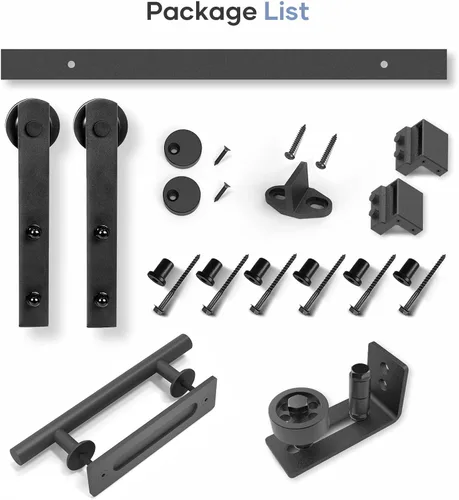 Miniatura 7 de EaseLife Kit de herrajes para manija y riel de puerta corrediza de granero de 8 pies, polea recta, se desliza suavemente silenciosamente, fácil