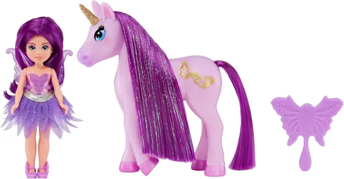MGA Entertainment Dream Bella Color Change Surprise Little Fairies - Muñeca de 5.5 pulgadas y unicornio pequeño, paquete de 2 unidades, Aubrey y
